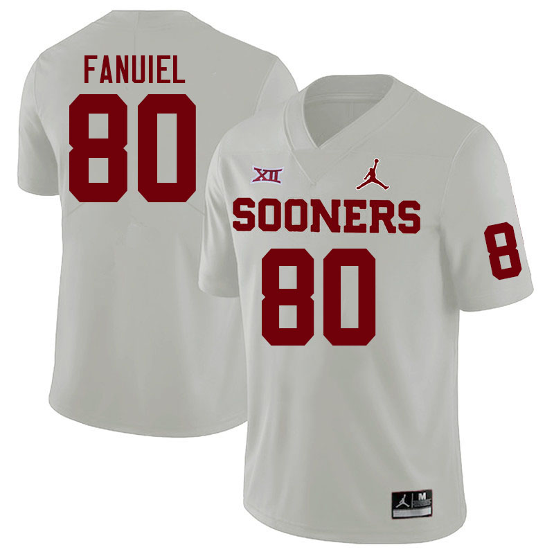 Oklahoma Sooners #80 Josh Fanuiel College Football Jerseys Stitched-White
